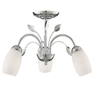 Image of Searchlight Lighting Collection Jade 3-Light Semi-Flush Ceiling Light - Chrome