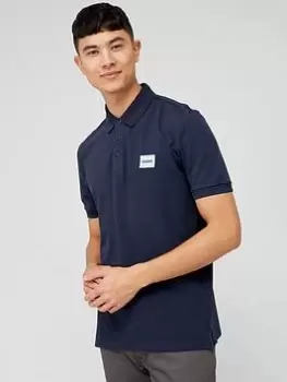 Image of HUGO Dereso Metalic Logo Polo Shirt - Dark Blue, Dark Blue Size M Men
