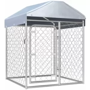 Image of Vidaxl - Outdoor Dog Kennel with Roof 100x100x125cm Silver