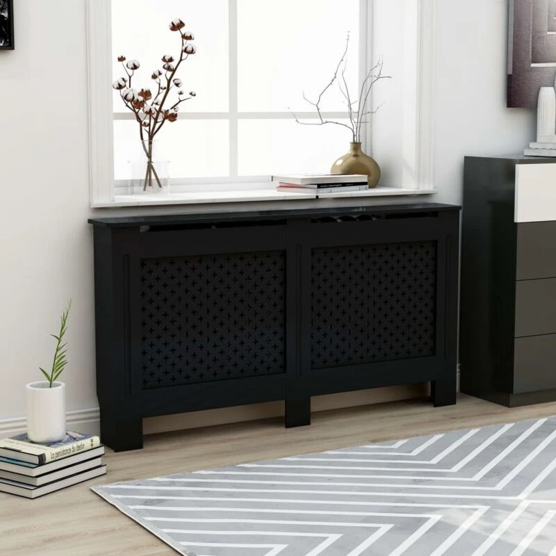 Image of VIDAXL Radiator Cover Black 152x19x81.5cm mdf Vidaxl 8719883835396