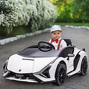 Image of Homcom Lamborghini SIAN 12V Kids Electric Ride On Car Toy with Remote Control White