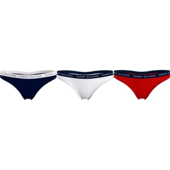 Image of Tommy Bodywear 3P THONG - Navy/Wht/Red