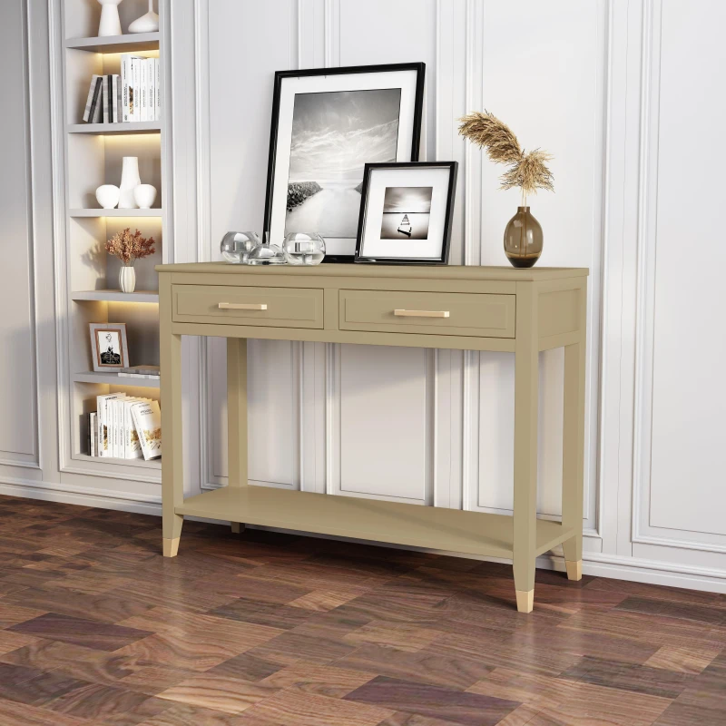 Image of Cabinet Bits Palazzi 2 Drawer Console Table in Light Beige Light Beige Unisex