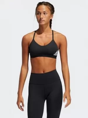 Image of adidas All Me Light Support Training Bra, Blue/White, Size L, Women