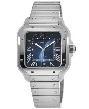 Image of Cartier Santos De Cartier Large Blue Dial Stainless Steel Mens Watch WSSA0030 WSSA0030