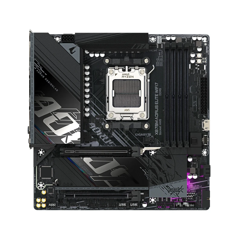 Image of Gigabyte Gigabyte X870M AORUS ELITE WIFI7 Motherboard - Supports AMD Ryzen 9000 CPUs, 14+2+2 Phases Digital VRM, up to 8200Hz DDR5 (OC), 1xPCIe 5.0 +