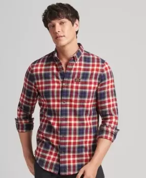 Image of Superdry Mens Organic Cotton Vintage Lumberjack Shirt Red / Cedar Check Red Chilli - Size: S