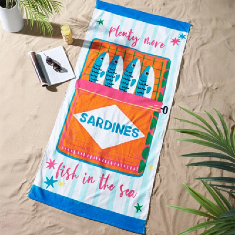 Image of Catherine Lansfield Sardines Beach Towel Blue
