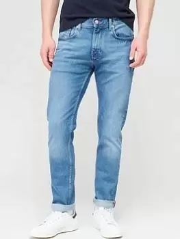 Image of Tommy Hilfiger Denton Straight Leg Jeans - Blue, Mid Wash, Size 32, Inside Leg Regular, Men