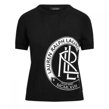 Image of Lauren by Ralph Lauren Konsuelo Short Sleeve Knit Top - Polo Black Logo