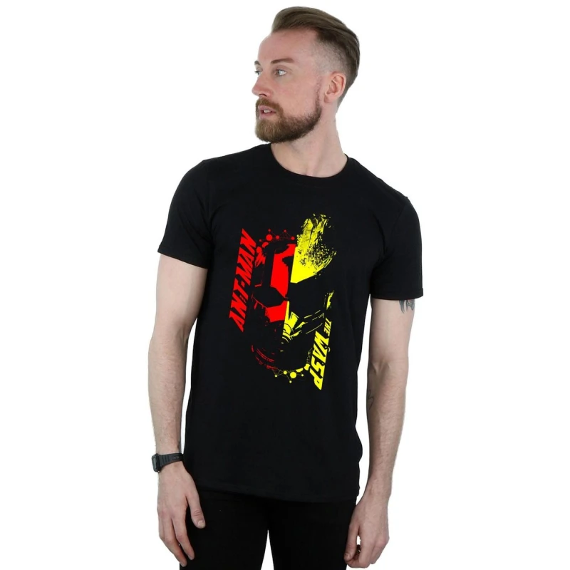 Image of Marvel Marvel Men Ant-Man And The Wasp Split Face T-Shirt in Black Size: Small Black S Male 5057864309553