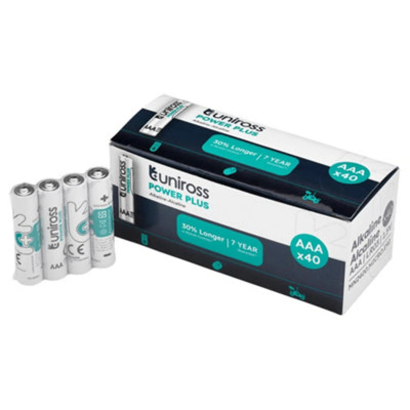 Image of Draper 21605 Uniross Lr03 Aaa Power Plus Alkaline Batteries (Pack Of 40)