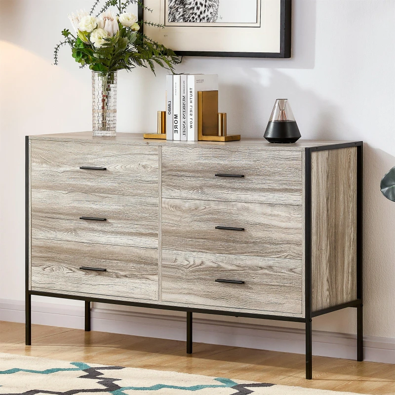 Image of Lassic Vida Designs Brooklyn 6 Drawer Chest Grey unisex 6 Drawer