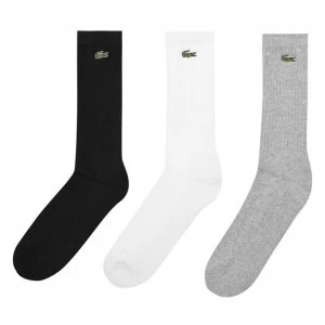 Image of Lacoste 3 Pack Socks - Wht/Gry/Blk P0F
