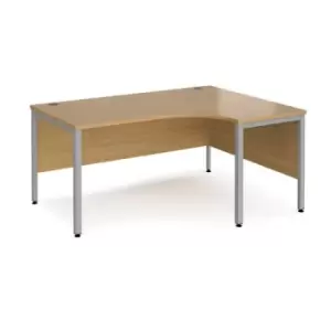 Image of Office Desk Right Hand Corner Desk 1600mm Oak Top With Silver Frame 1200mm Depth Maestro 25 MB16ERSO