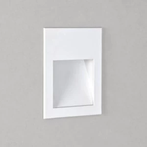 Image of LED 1 Light Outdoor Recessed Square Marker Wall Light Matt White