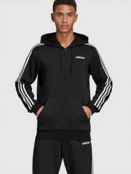 Image of Adidas Essential 3-Stripe Full Zip Hoodie - Black
