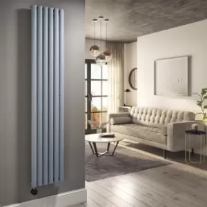 Image of Light Grey Electric Vertical Designer Radiator 2kW with WiFi Thermostat - H1800xW354mm - IPX4 Bathroom Safe