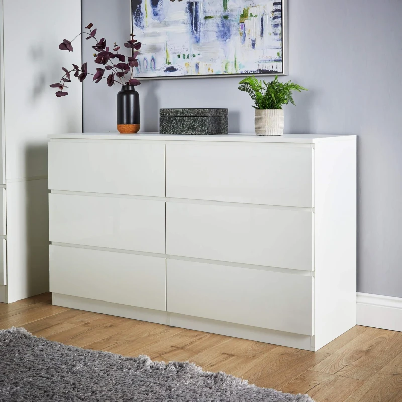 Image of Home Source Lugano Storage Chest With 6 Drawers White