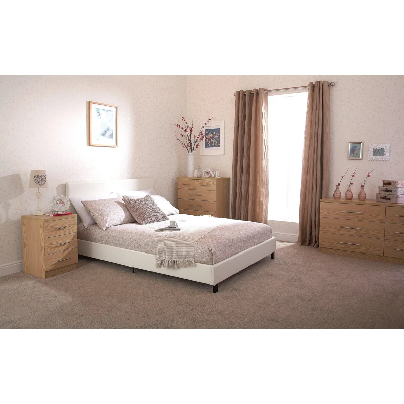 Image of GFW Bed in a Box 4ft Small Double White Faux Leather Bed Frame