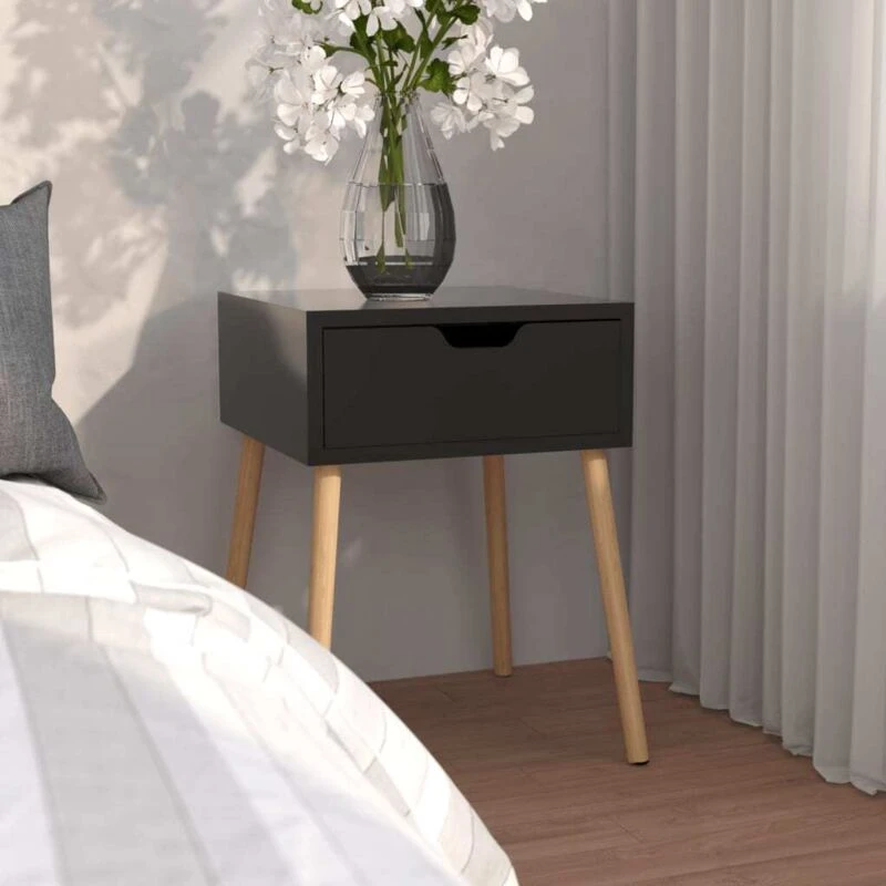 Image of VIDAXL Bedside Cabinet High Gloss Black 40x40x56cm Engineered Wood Vidaxl 8720286344071