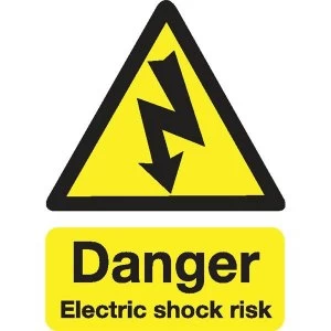 Image of Stewart Superior Safety Sign Danger Shock Risk 200x150mm Self adhesive Vinyl