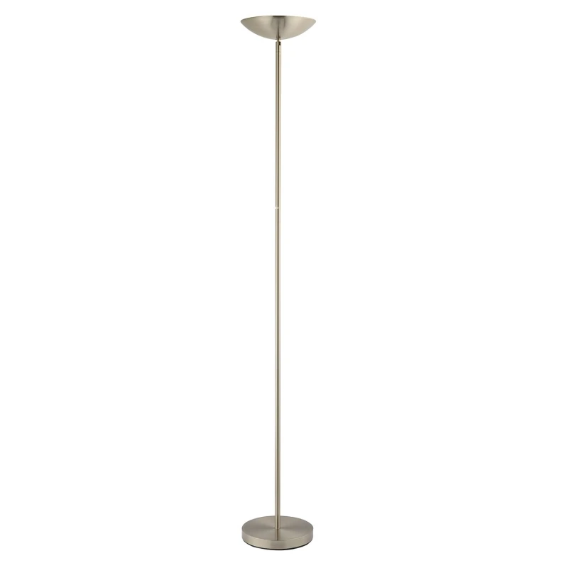 Image of Happy Homewares Modern LED Uplighter Metal Floor Lamp with Memory Dimmer Button in Metallic Silver Metallic Silver Unisex
