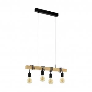 Image of Eglo Townshend 4 Light Ceiling Light - Black Oak