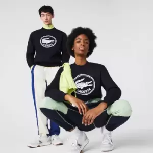 Image of Lacoste Unisex 3D Logo Organic Cotton Fleece Sweatshirt Size 3 - S Navy Blue