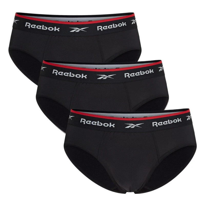 Image of Reebok 3 Pack Wiggins Briefs Mens - Black S