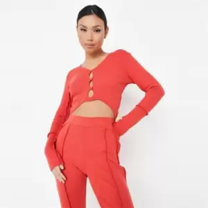 Image of Missguided Coord Exposed Seam Crop Cardigan - Red
