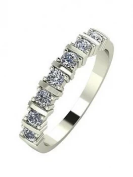 Image of Moissanite 9ct Gold 1/2 Carat Eq Moissanite 7 Stone Eternity Ring, White Gold, Size H, Women