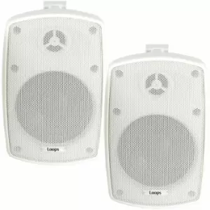 Image of 2x 8' 160W White Outdoor Rated Speakers 8 ohm Weatherproof Wall Mounted HiFi