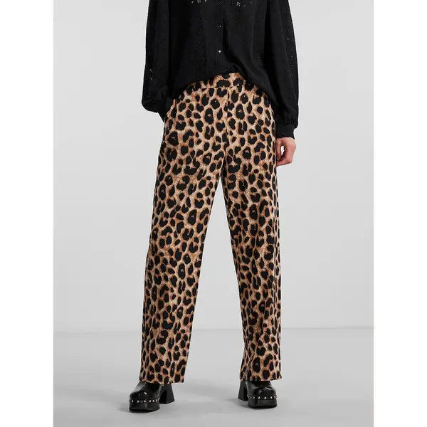 Image of Leopard Print Trousers with High Waist