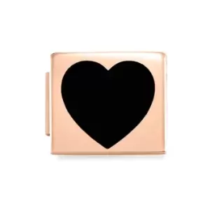 Image of Nomination GLAM Rose Gold Black Heart Charm