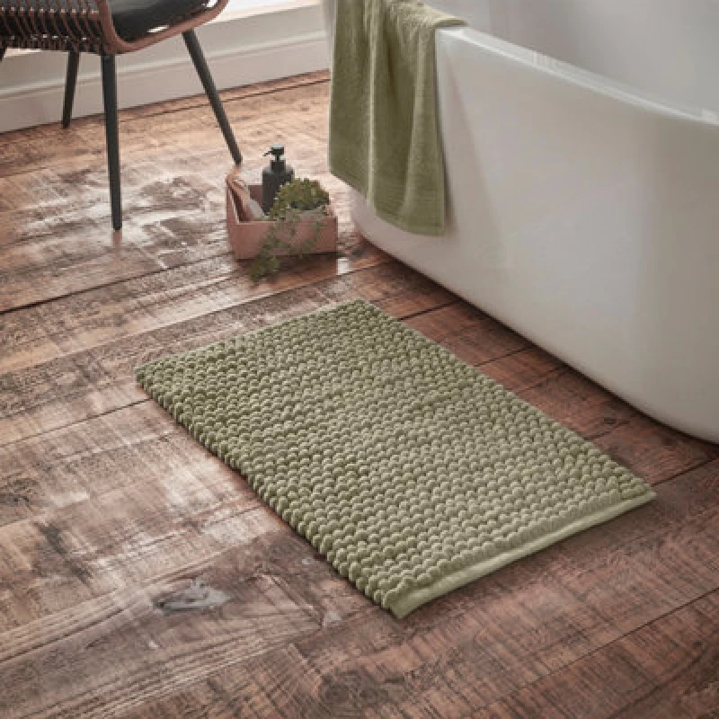 Image of Bianca 'Aspen Bobble' Bath Mat Green