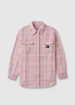 Image of Tommy Hilfiger Womens Check Overshirt In Aloha Pink