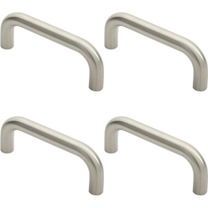 Image of Loops 4x Round D Bar Pull Handle 169 x 19mm 150mm Fixing Centres Satin Stainless Steel Metallics unisex