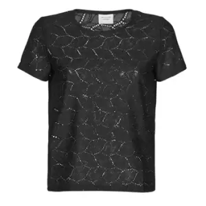 Image of JDY JDYTAG S/S LACE TOP JRS RPT2 NOOS womens Blouse in Black - Sizes M,L,XS