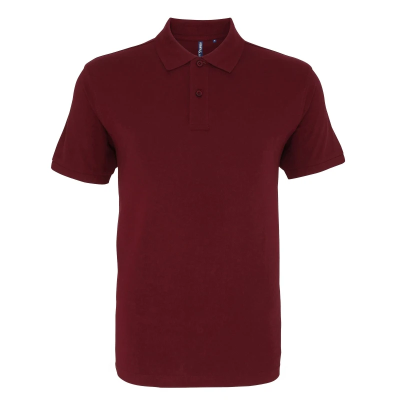 Image of Asquith & Fox Mens Plain Short Sleeve Polo Shirt in Burgundy Size: Small Burgundy Male S
