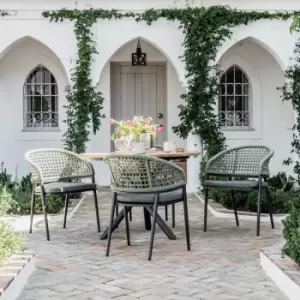 Image of Harbour Lifestyle Kalama 4 Seat Round Dining With Teak Table - Green