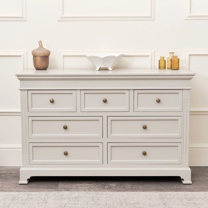 Image of Melody Maison Large Grey 7 Drawer Chest Of Drawers - Daventry Taupe-Grey Range Taupe
