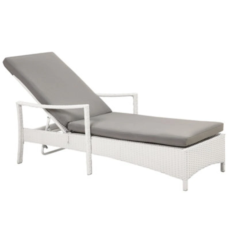 Image of Beliani Sun Lounger With Cushion Vasto Reclining Pe Rattan White