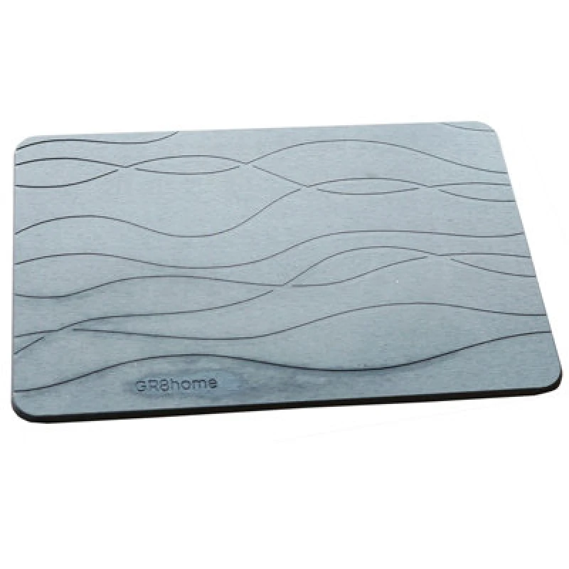 Image of Gr8 Home Diatomite Stone Bath Mat Grey Absorbent Drying Non Slip Bathstone Bathroom Rug