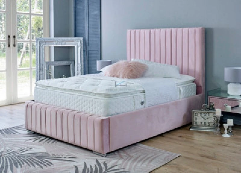 Image of Ds Living Savoy Upholstered Soft Plush Pink Velvet Bed Frame 5ft