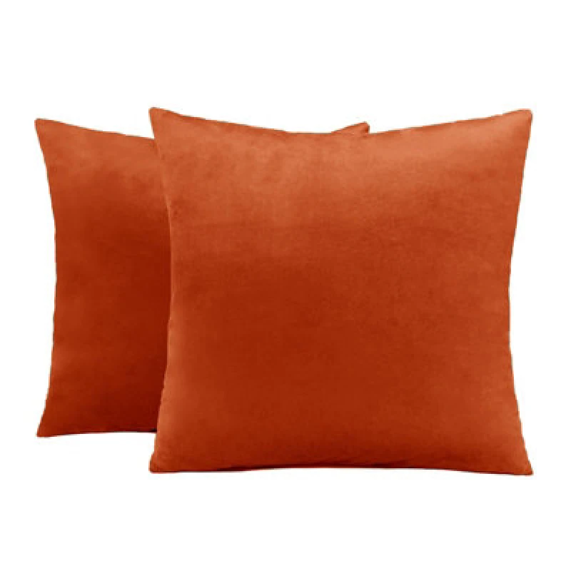 Image of OHS OHS 2 x Matte Velvet Cushion Covers Soft Plain Zip in Burnt Orange Size: 45cm x 45cm Burnt Orange 45cm x 45cm Unisex 5027434169719
