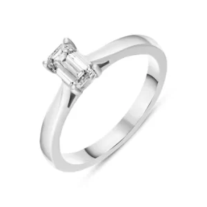 Image of Platinum Diamond Emerald Cut Solitaire Ring