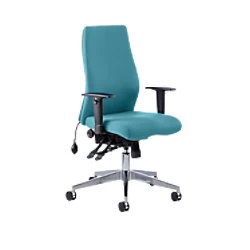 Image of Dynamic Independent Seat & Back Posture Chair Height Adjustable Arms Onyx Maringa Teal Seat Without Headrest High Back