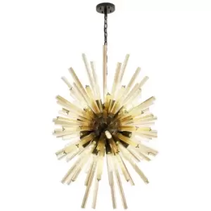 Image of Luminosa Hornby 32 Light E27, Vertical Oval Ceiling Pendant Matt Black, Champagne Glass