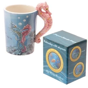 Image of Sealife Design Seahorse Shaped Handle Ceramic Mug